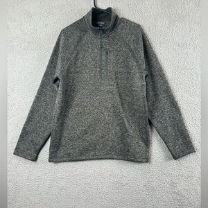 Eddie Bauer Sweatshirt Mens Medium Gray Fleece 1/4 Zip Long Sleeve Mock …